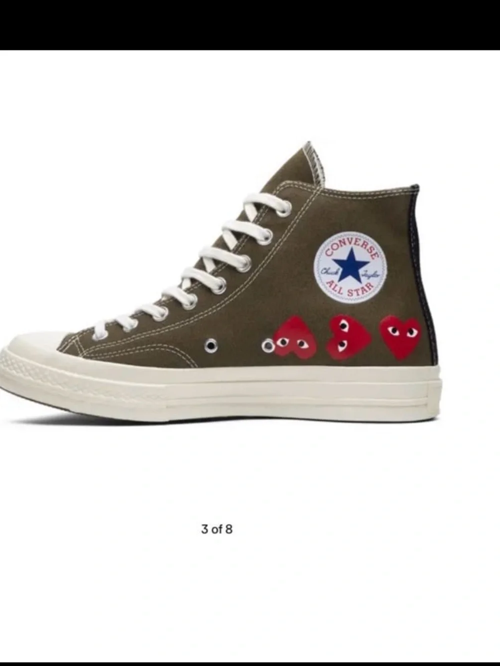 Converse Comme des Garçons Play x Chuck 70 Ні Top Multi Heart Sneakers. - Picture 2 of 10